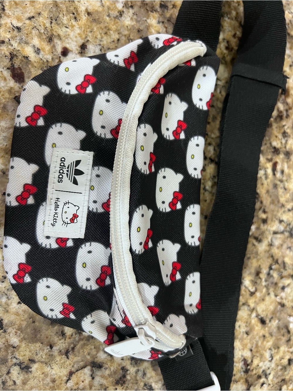 adidas Kids Black Hello Kitty Waist Bag with Red Accents